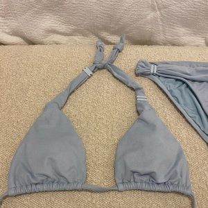Suede light blue bikini